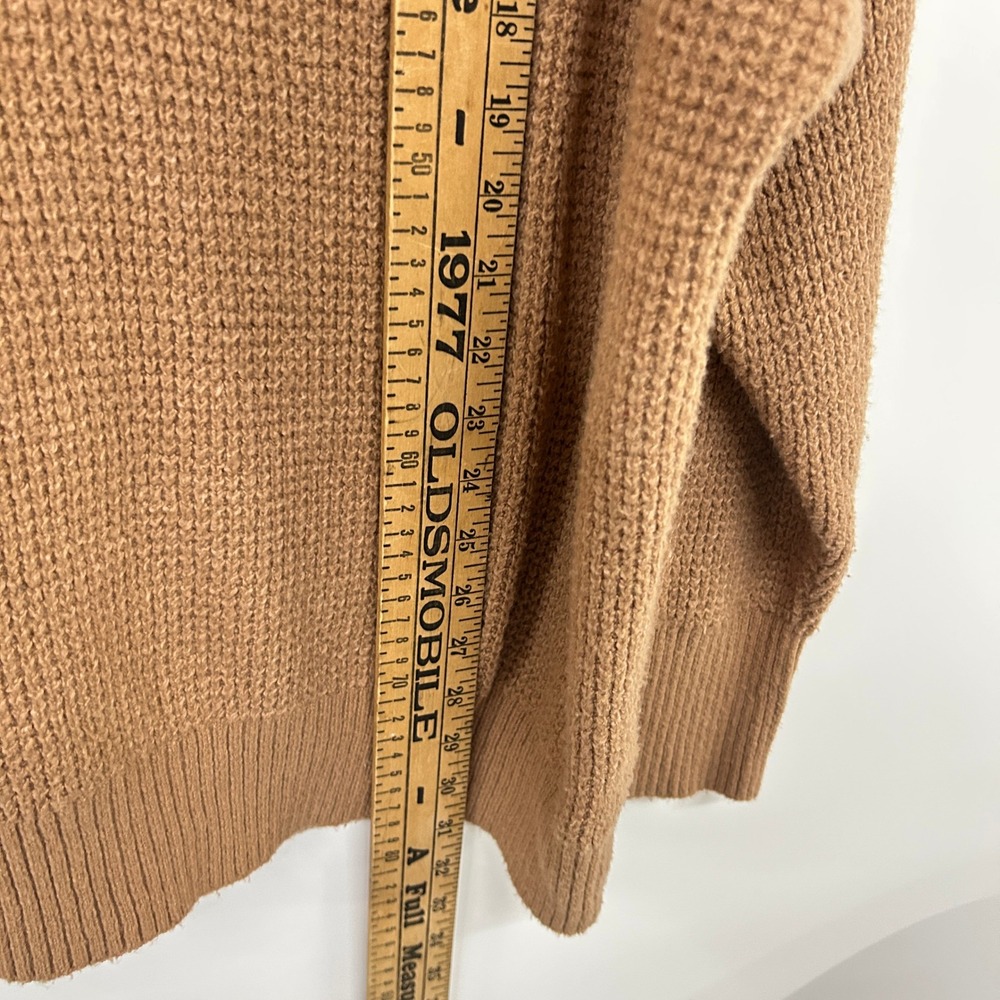 Aerie Oversized Quarter Zip Sweater L Camel Waffle Knit Coastal Old Money - Picture 9 of 12